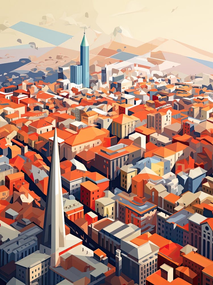 Milan, Italy, Geometric Illustration 1