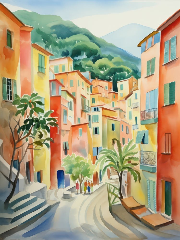 Cinque Terre, Italy Watercolour Streets 1