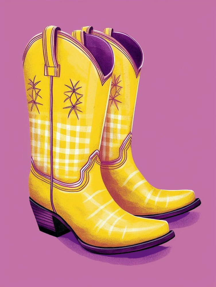 Cowgirl Boots Yellow And Purple 2