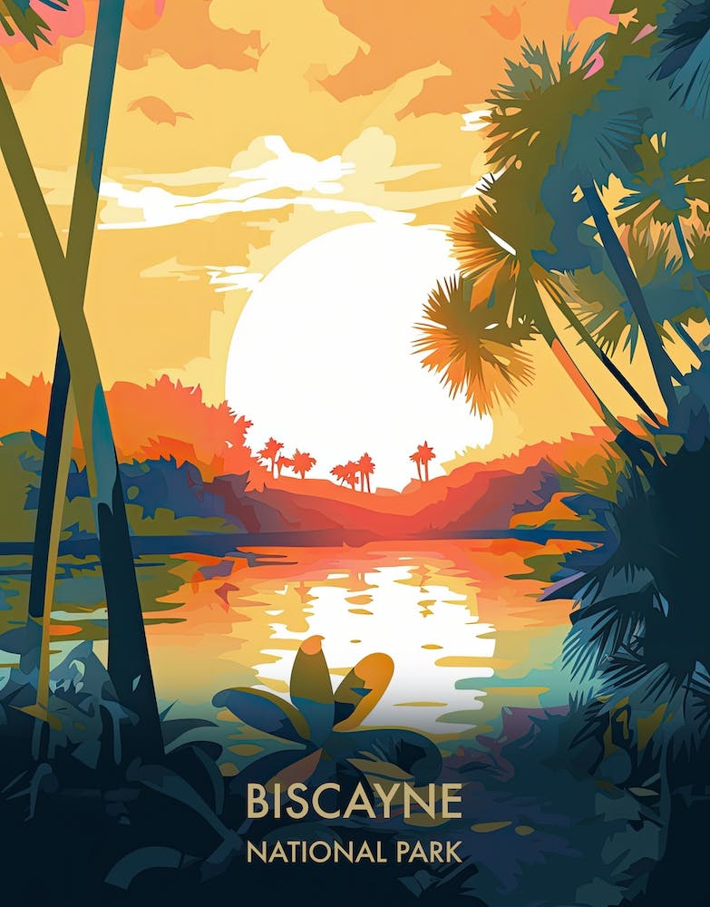 Biscayne National Park Travel Poster Illustration Style 2