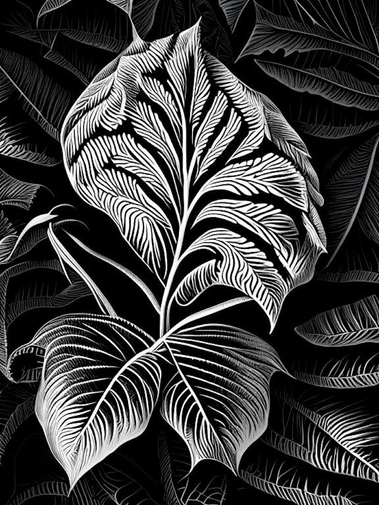 Achiote Leaf Linocut 1