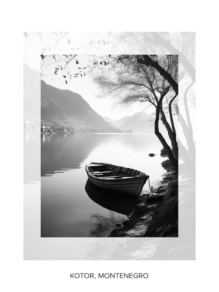 Poster Of Kotor, Montenegro, Black And White Old Photo 2