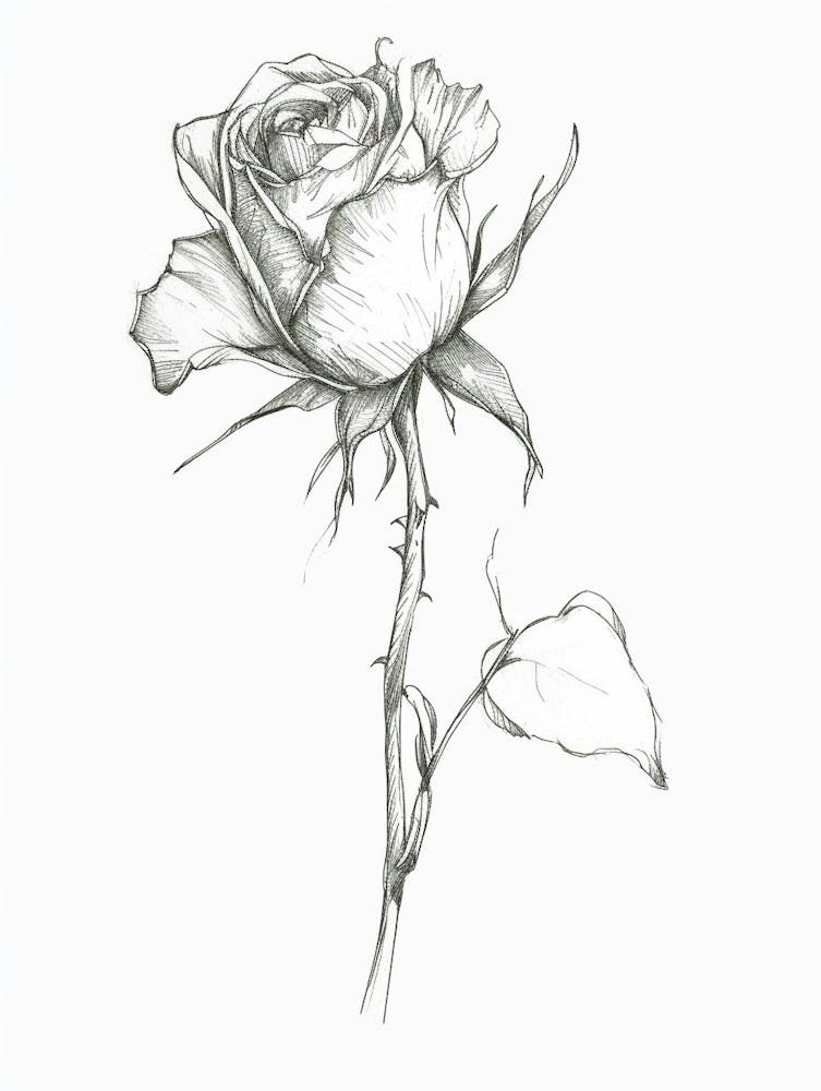 English Rose Black And White Line Drawing 35