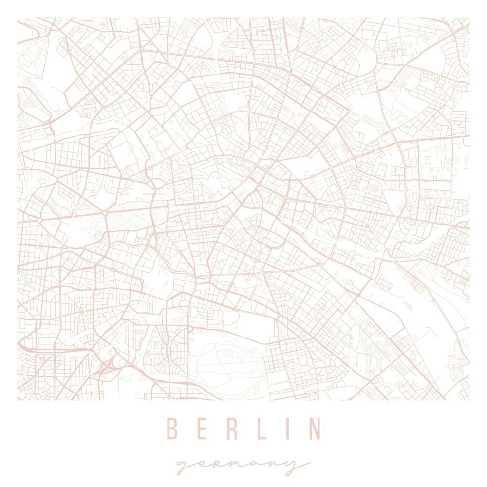 Berlin Germany Light Pink Minimal Street Map Square