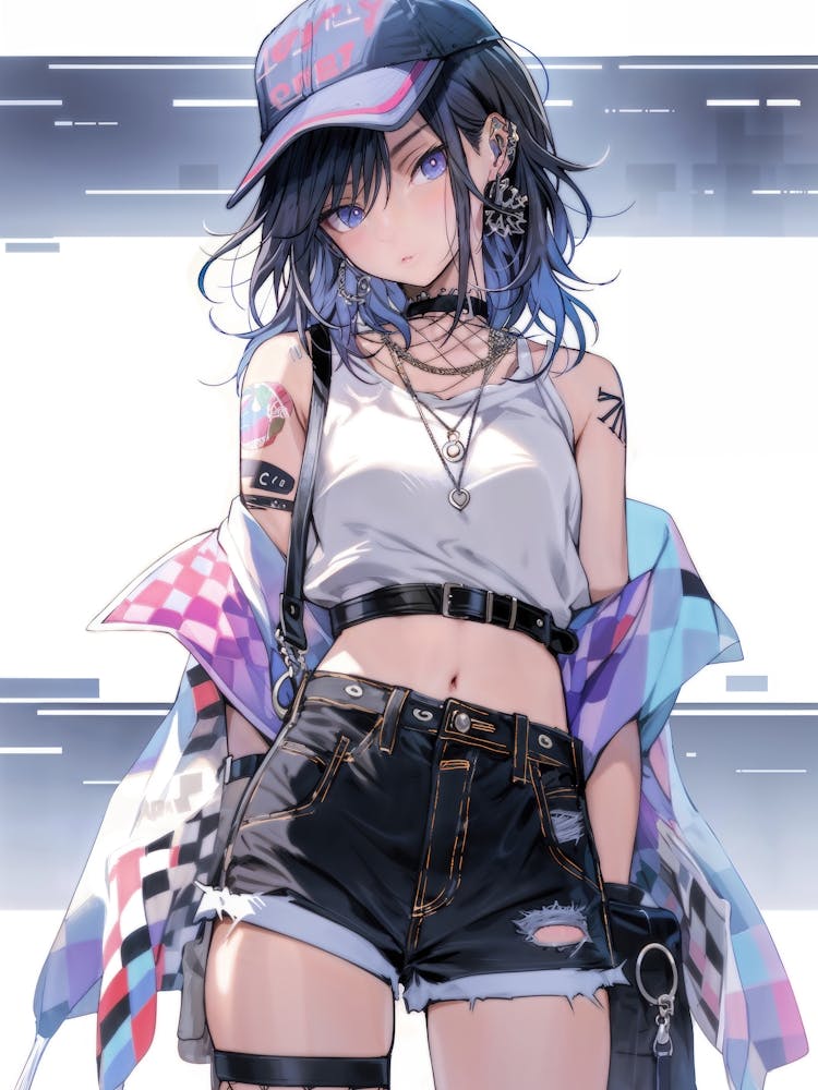 A stunning masterpiece of anime art: a girl who seamlessly blends the lines of cute and crazy beauty.