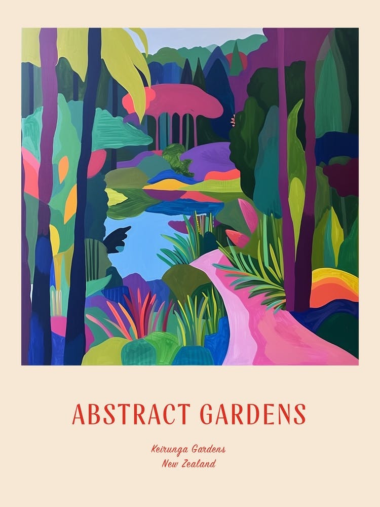Colourful Gardens Keirunga Gardens New Zealand Red Poster