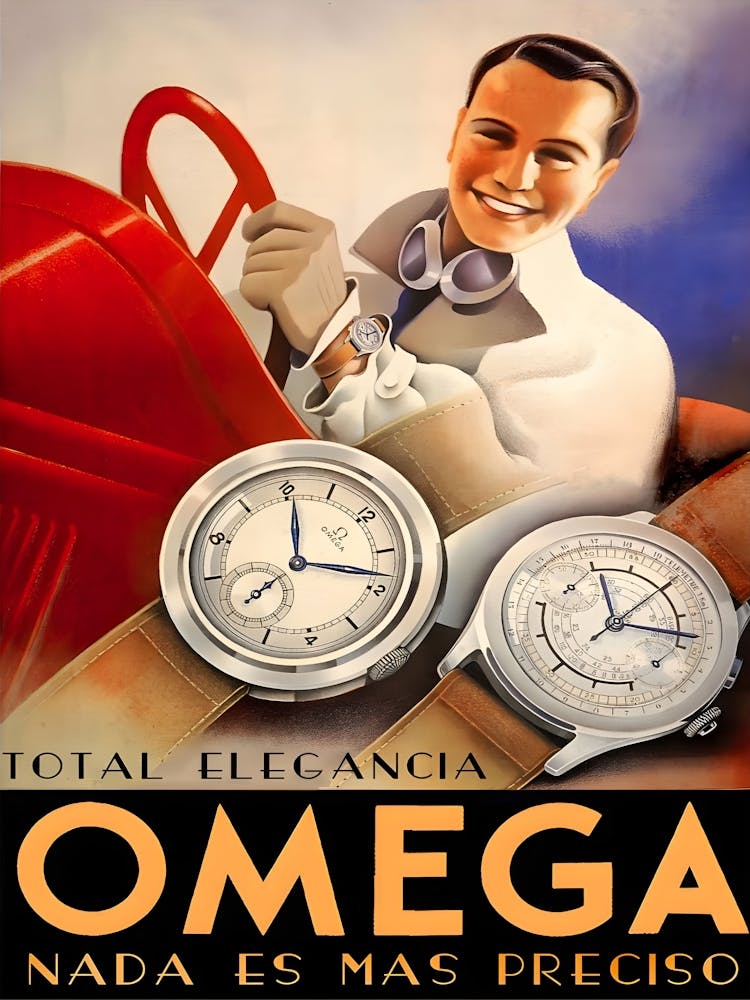 Omega Watch, Vintage Advertising Poster, Home Decoration