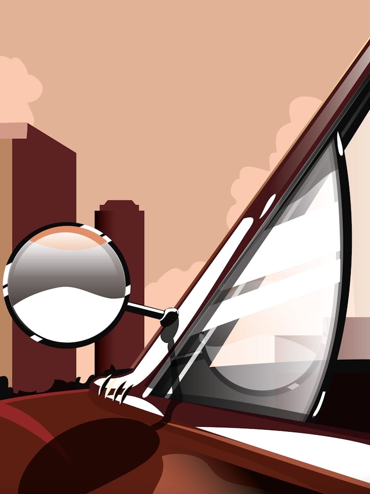 Classic Car With A Mirror