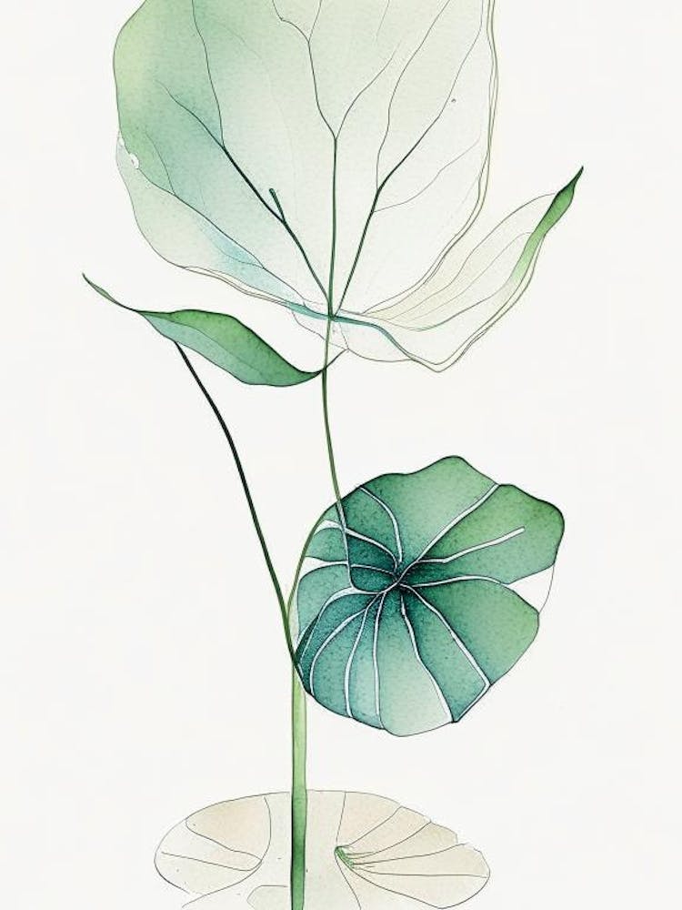 Water Lily Leaf Minimalist Watercolour 3