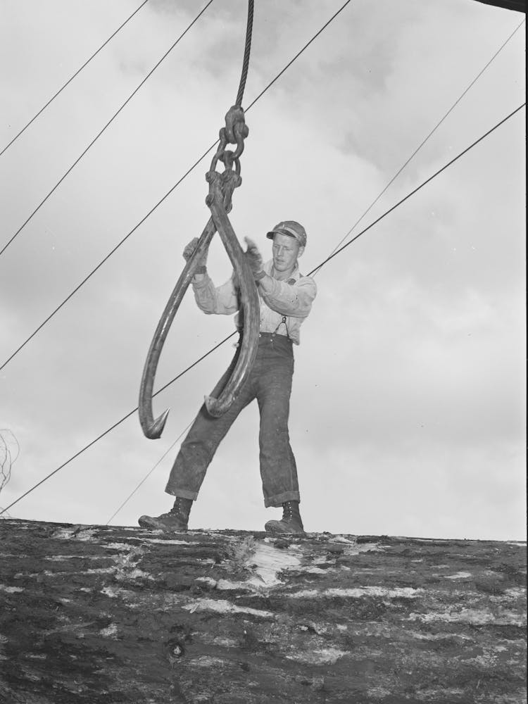 Lumberjack Ready To Sink The Hook Into A Log, Long Bell Lumber Company, Cowlitz County, Washington By Russell Lee