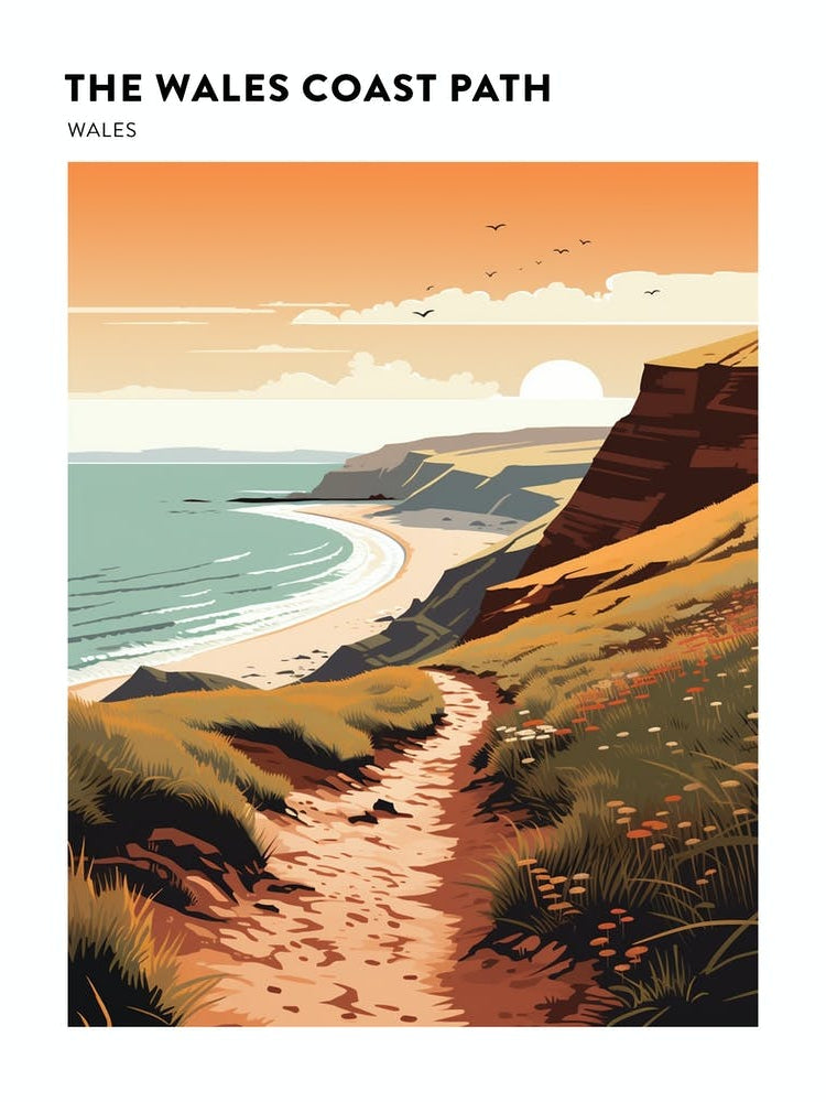 The Wales Coast Path Wales 1 Hiking Trail Landscape Poster