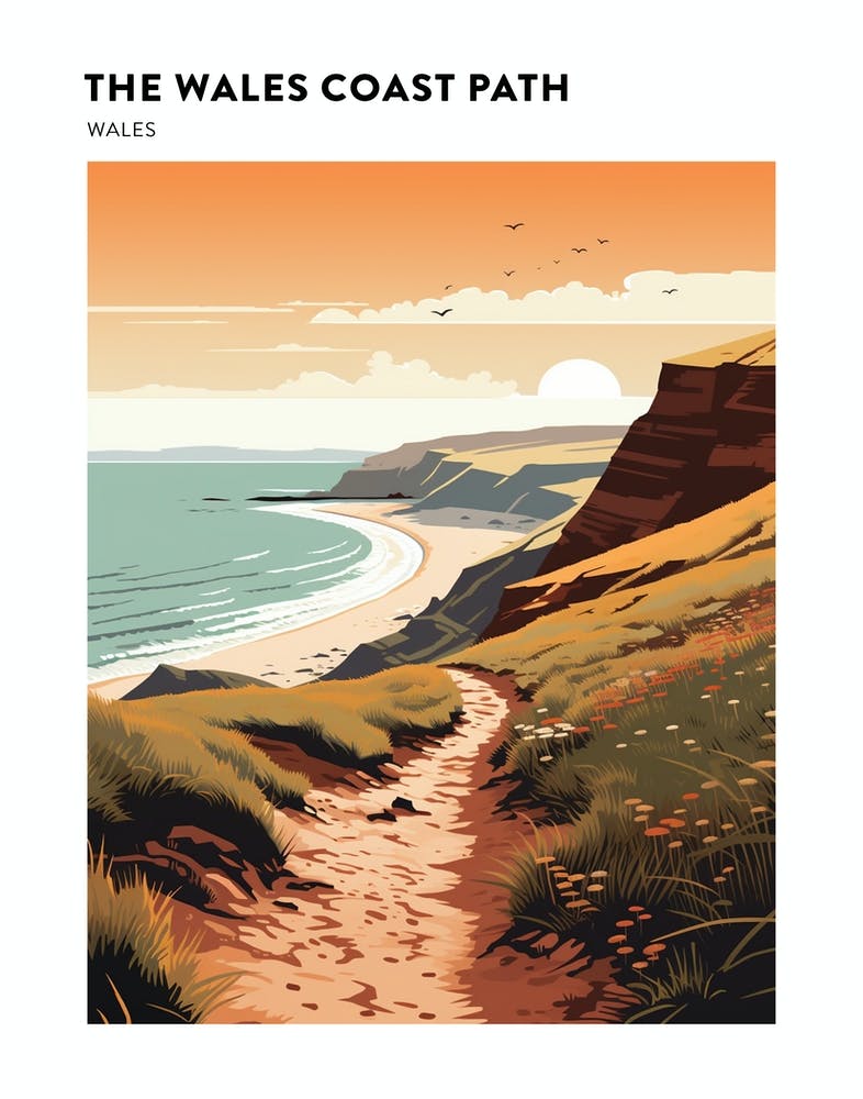 The Wales Coast Path Wales 1 Hiking Trail Landscape Poster