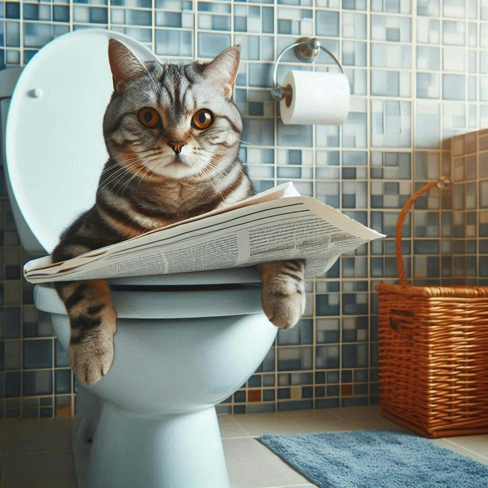Cat Reading Newspaper On Toilet 4