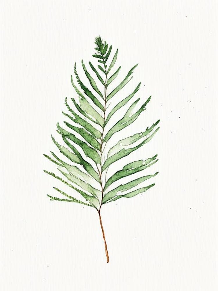 Aquarelle Minimaliste Feuille d'Aiguille de Sapin de Douglas 1