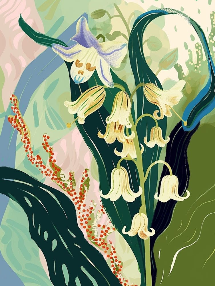 Colourful Flower Illustration Lily Of The Valley 3