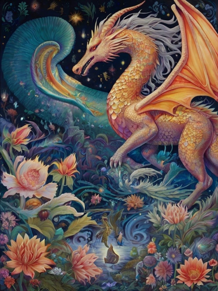 Dragon And Flowers