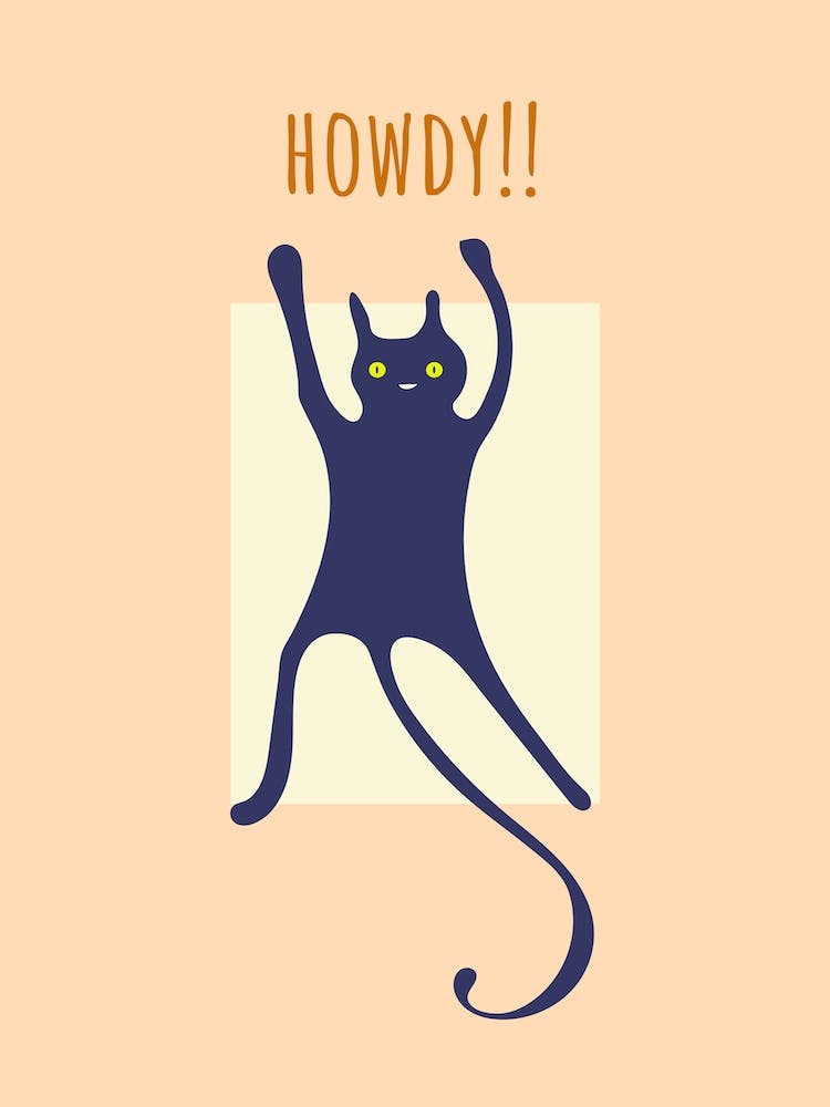 Funny Howdy Cat Art Print by Lady Humaira – Fy!