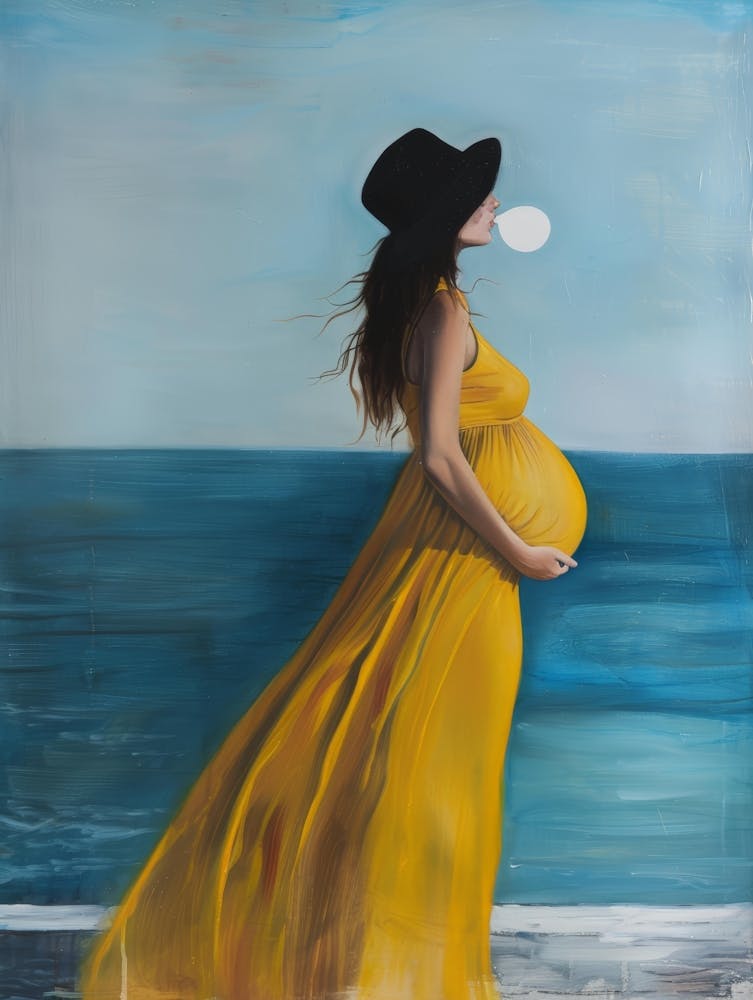 Pregnant Woman In Yellow Dress