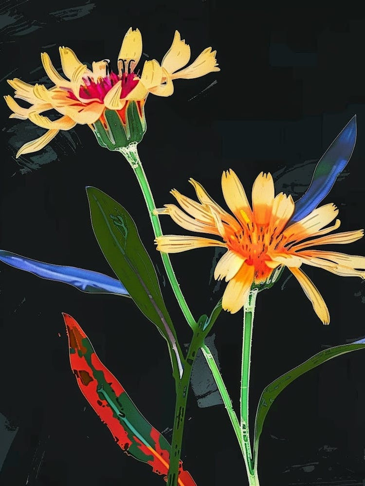 Neon Flowers On Black Calendula 3