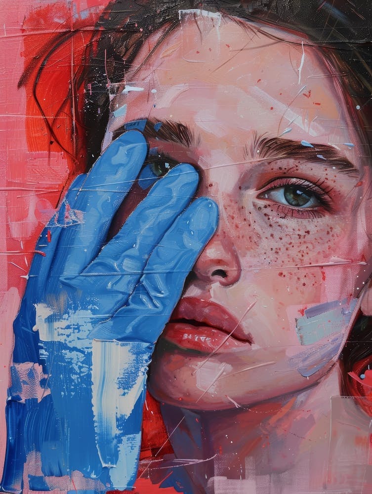 Mädchen In Blauen Handschuhen 1