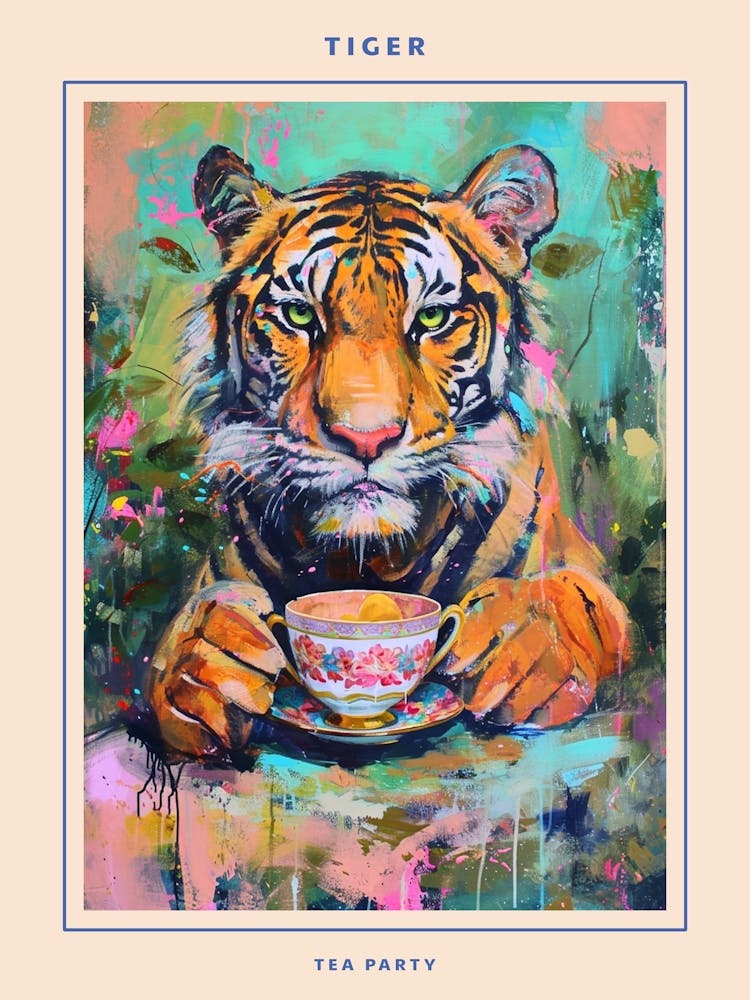 Kitsch Tiger Tea Party Poster 4