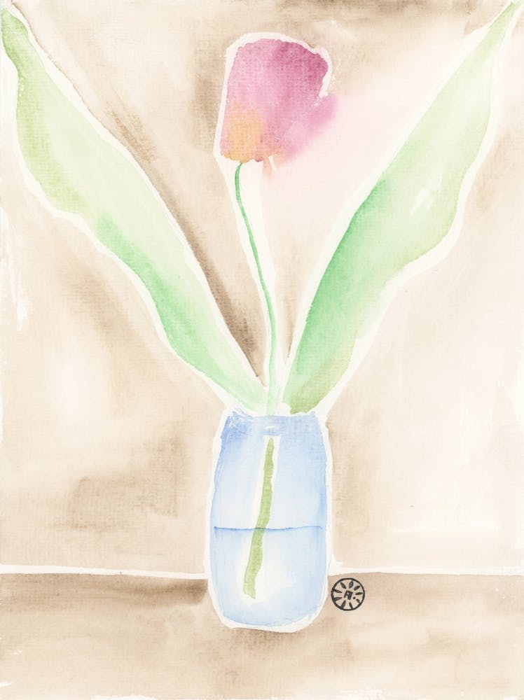 A Tulip - watercolor flower floral vertical