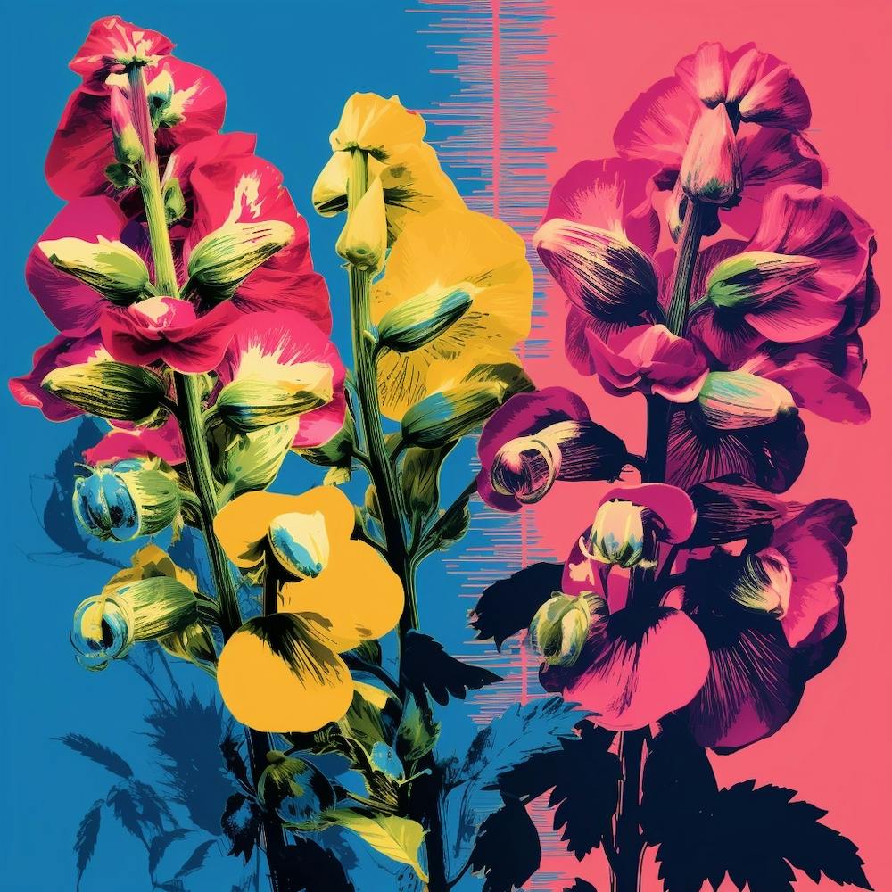 Andy Warhol Style Pop Art Flowers Aconitum 2 Square