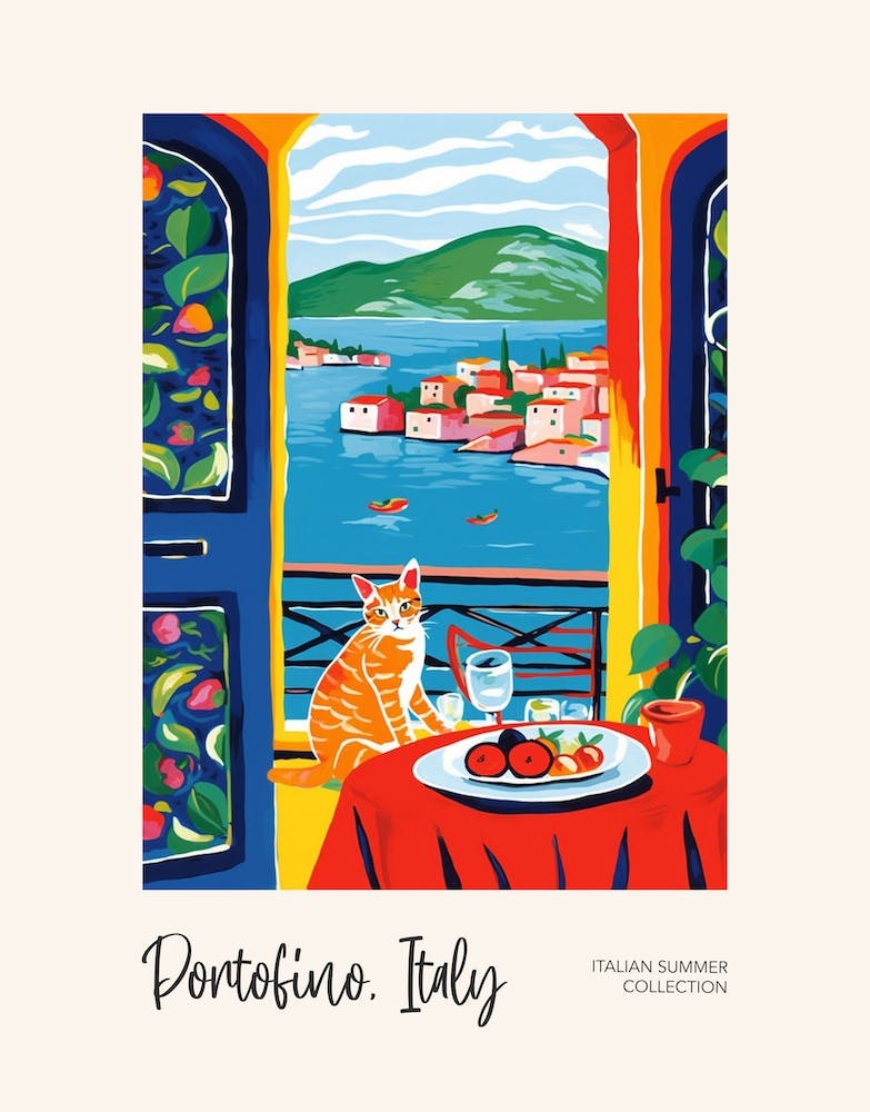 Portofino Cat On A Window 5 Italian Summer Collection