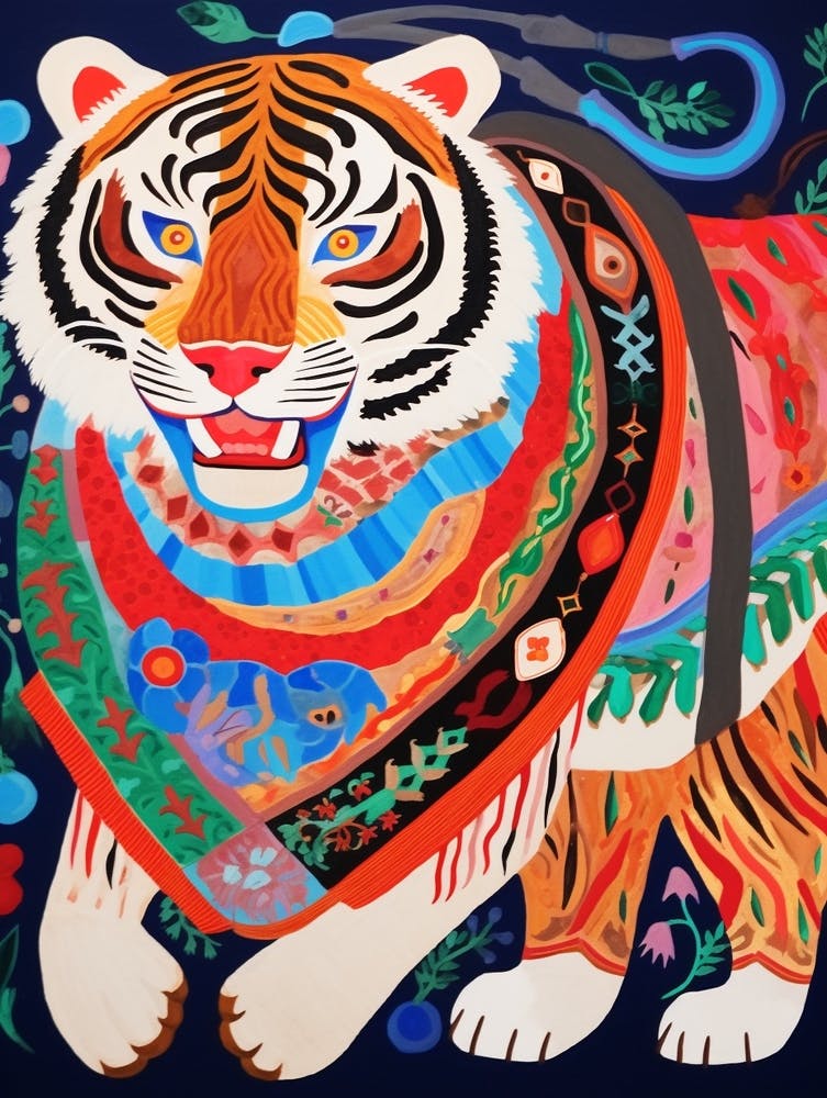 Maximalist Animal Painting Siberian Tiger 3