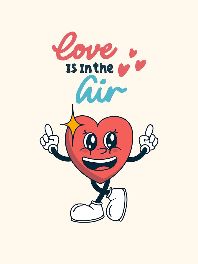 Love Is In The Air Red Heart Print