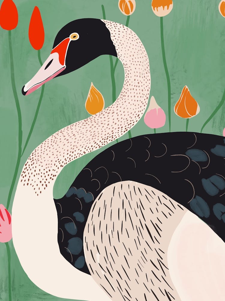 Swan In Flowers