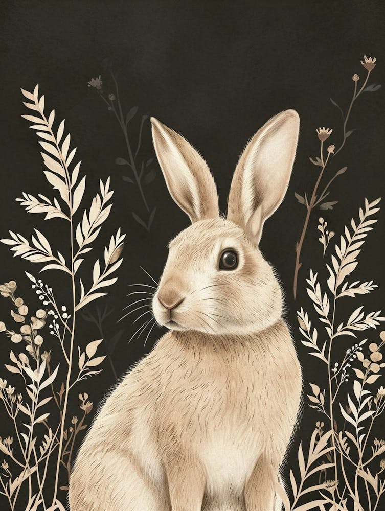 Beigefarbenes Kaninchen Minimalistische Illustration 1