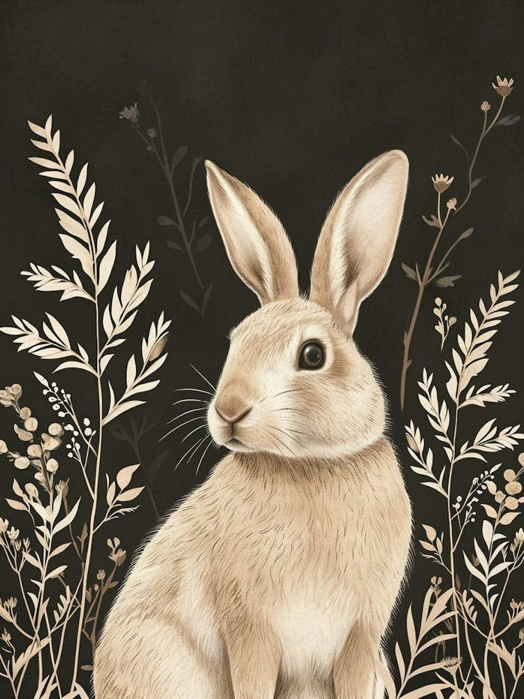 Tan Rabbit Minimalist Illustration 1