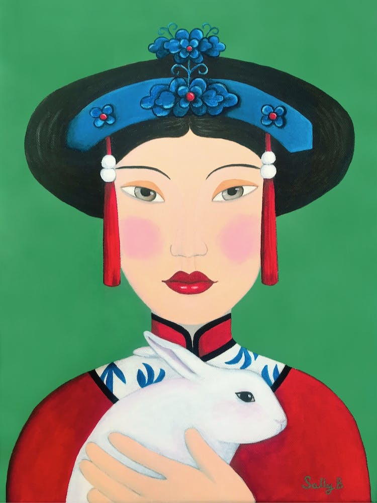 Chinese Woman And Rabbit