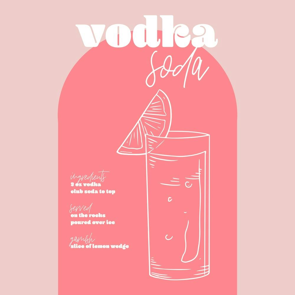 Vintage Retro Inspired Vodka Soda Recipe Pink And Dark Pink Square