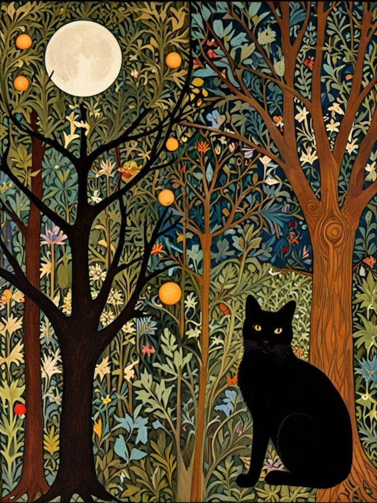 William Morris Black Cat In The Forest 38