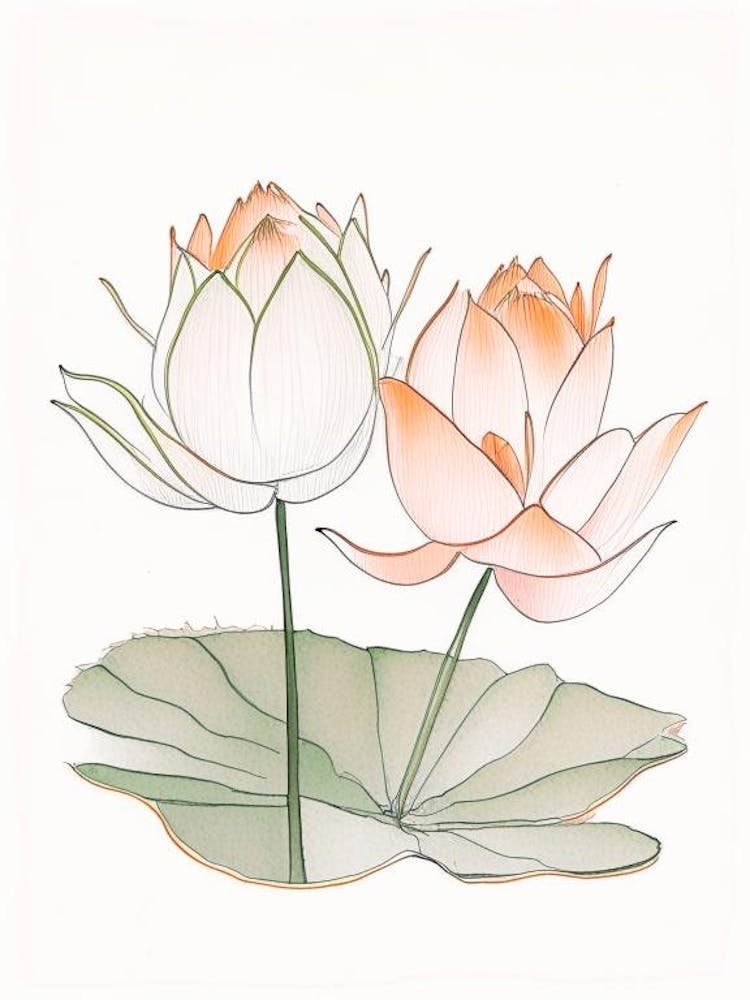 Double Lotus Pencil Illustration 6
