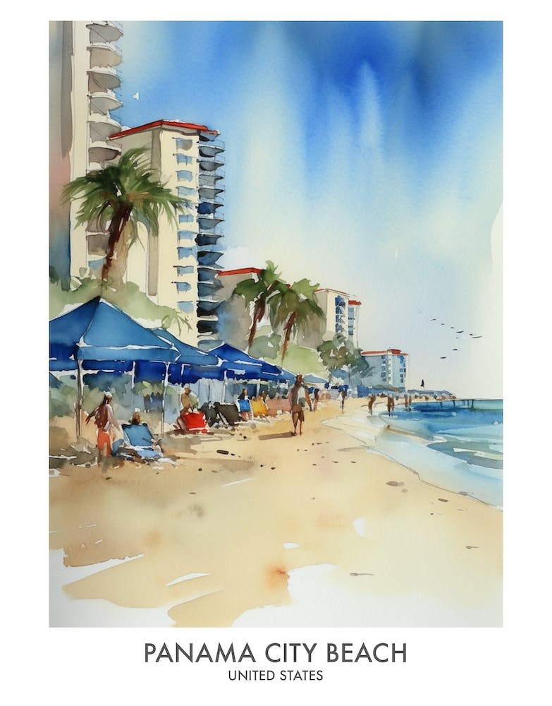 Panama City Watercolour Travel Poster