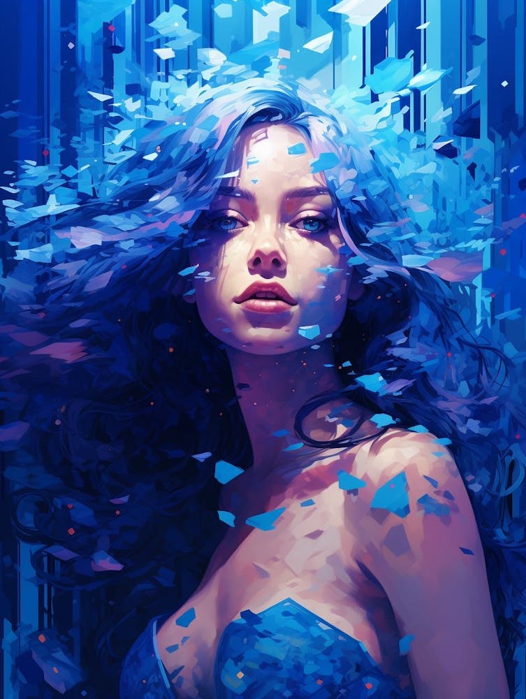 Digital Pixelation Abstract Lady 1