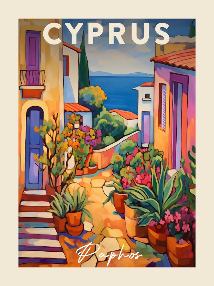 Paphos Cyprus 1 Fauvist Painting Travel Poster