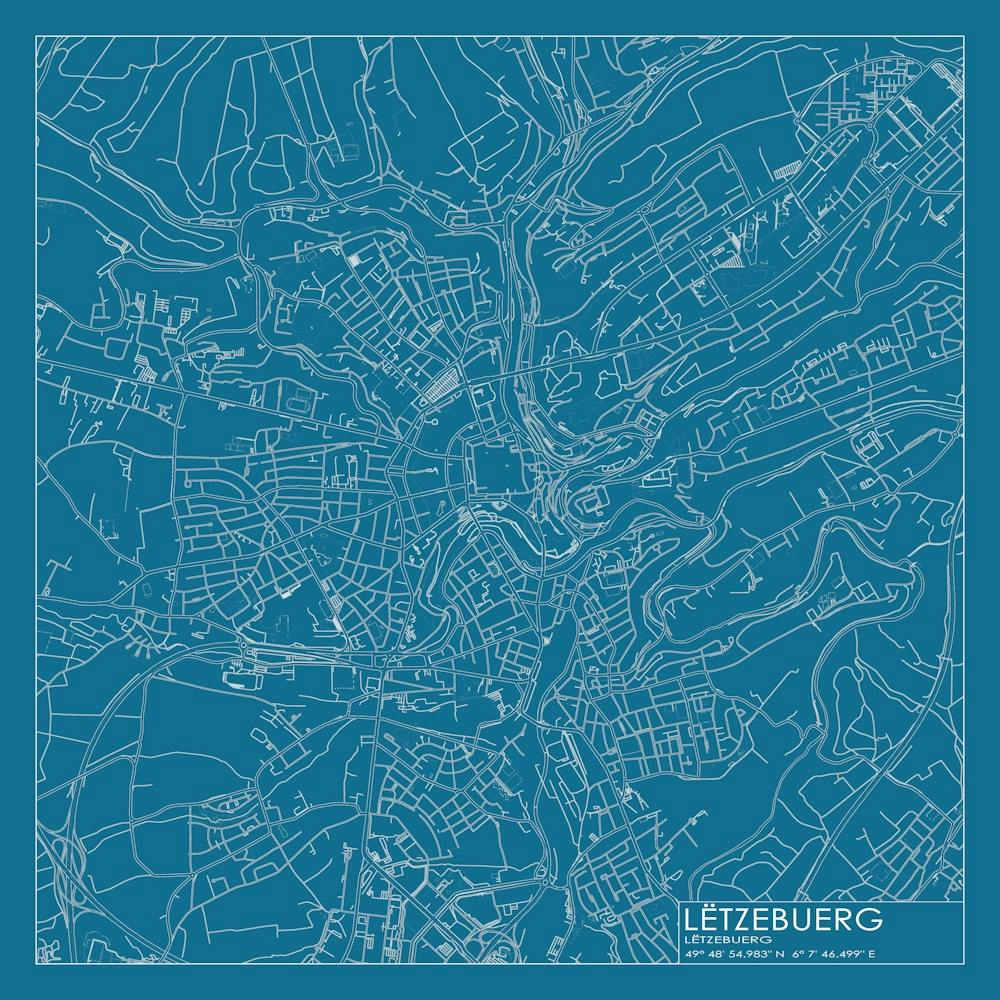 Lëtzebuerg, Lëtzebuerg, City Map Blueprint Design
