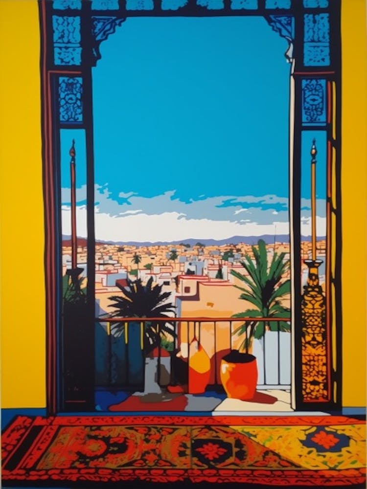 A Window View Of Marrakech In The Style Of Pop Art 1