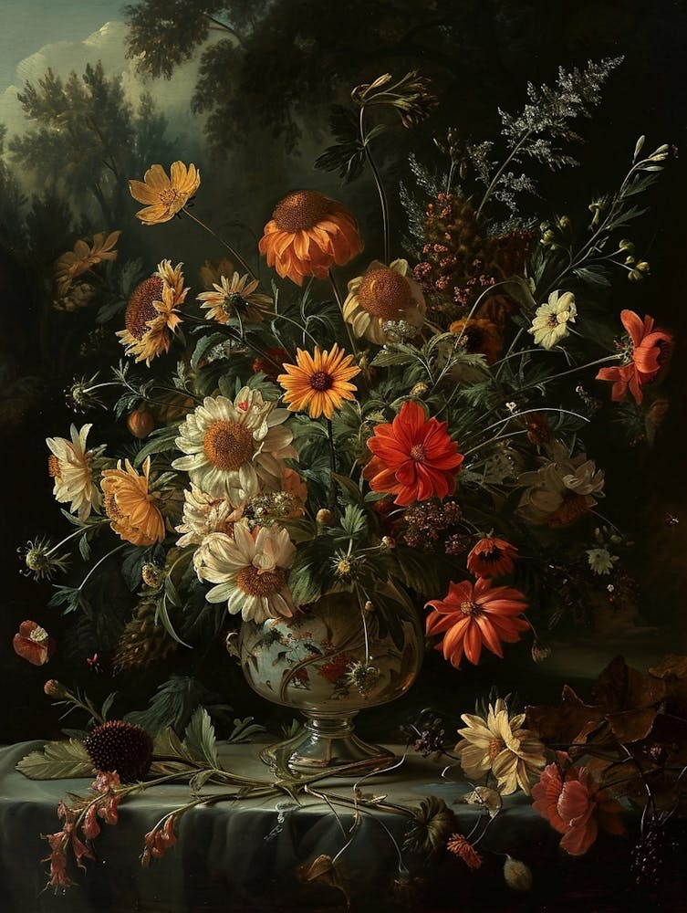 Baroque Floral Still Life Coneflower 3