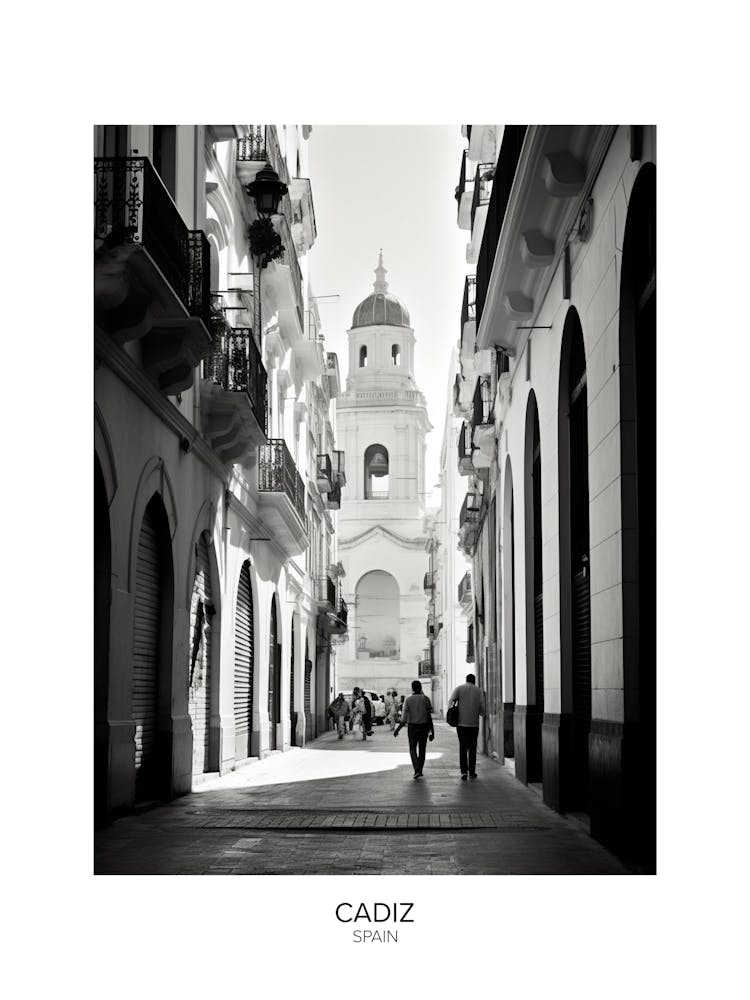 Poster Of Cadiz, Spain, Black And White Analogue Photography 7