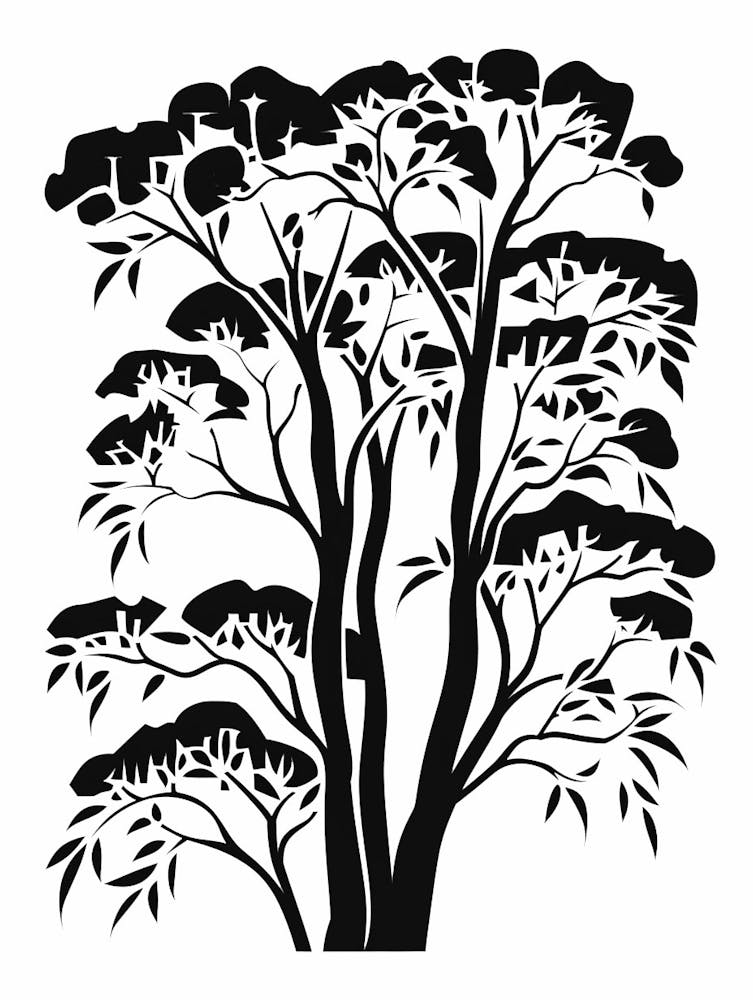 Eucalyptus Tree Simple Geometric Nature Stencil 1