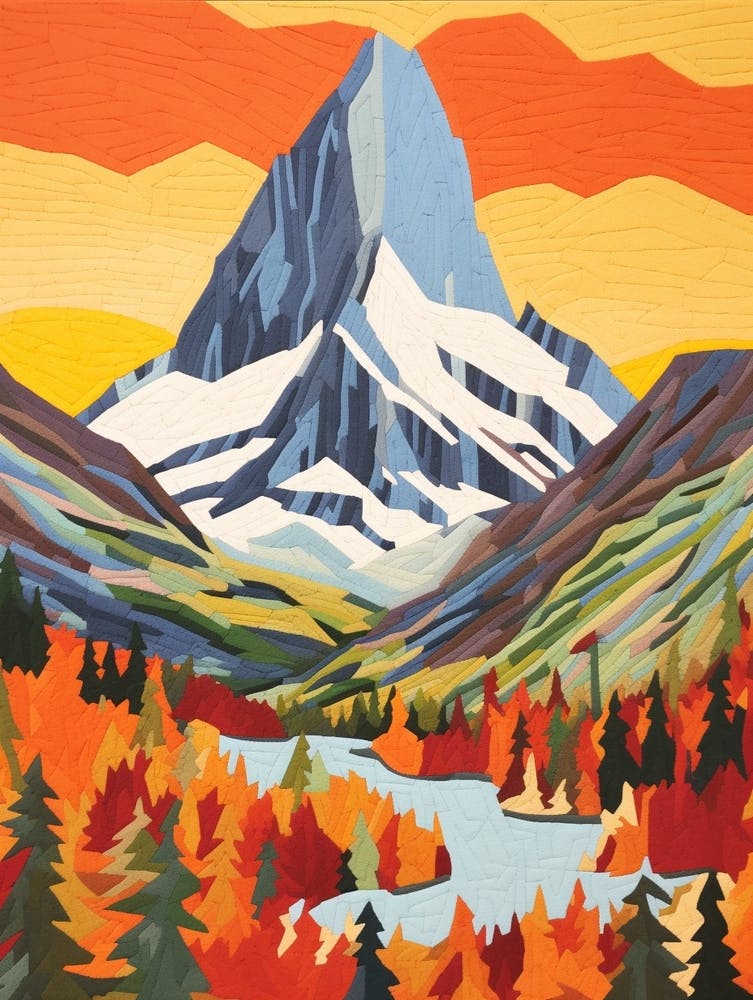 Mount Assiniboine Canada 3 Colourful Mountain Illustration