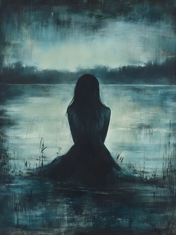 Woman Sitting By The Water