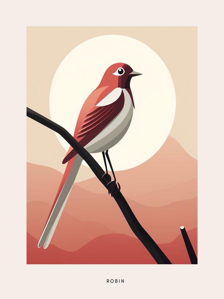 Minimalist Robin 4 Bird Poster