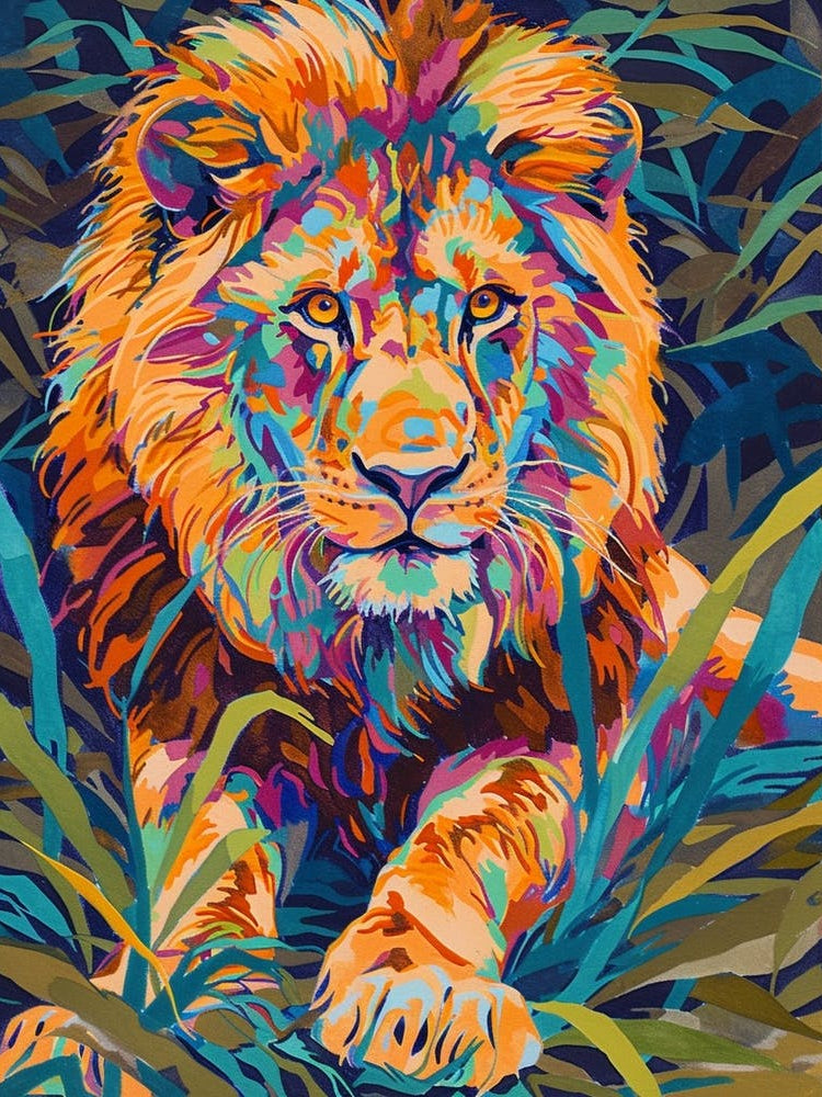 Asiatic Lion Fauvist Painting 2