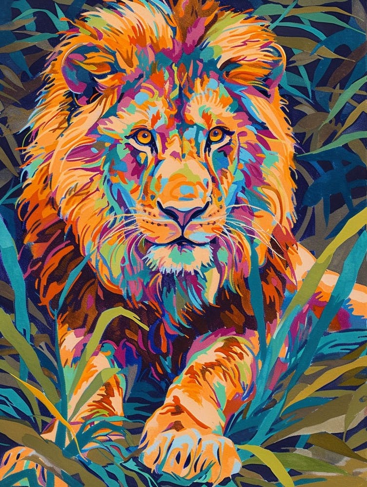 Asiatic Lion Fauvist Painting 2